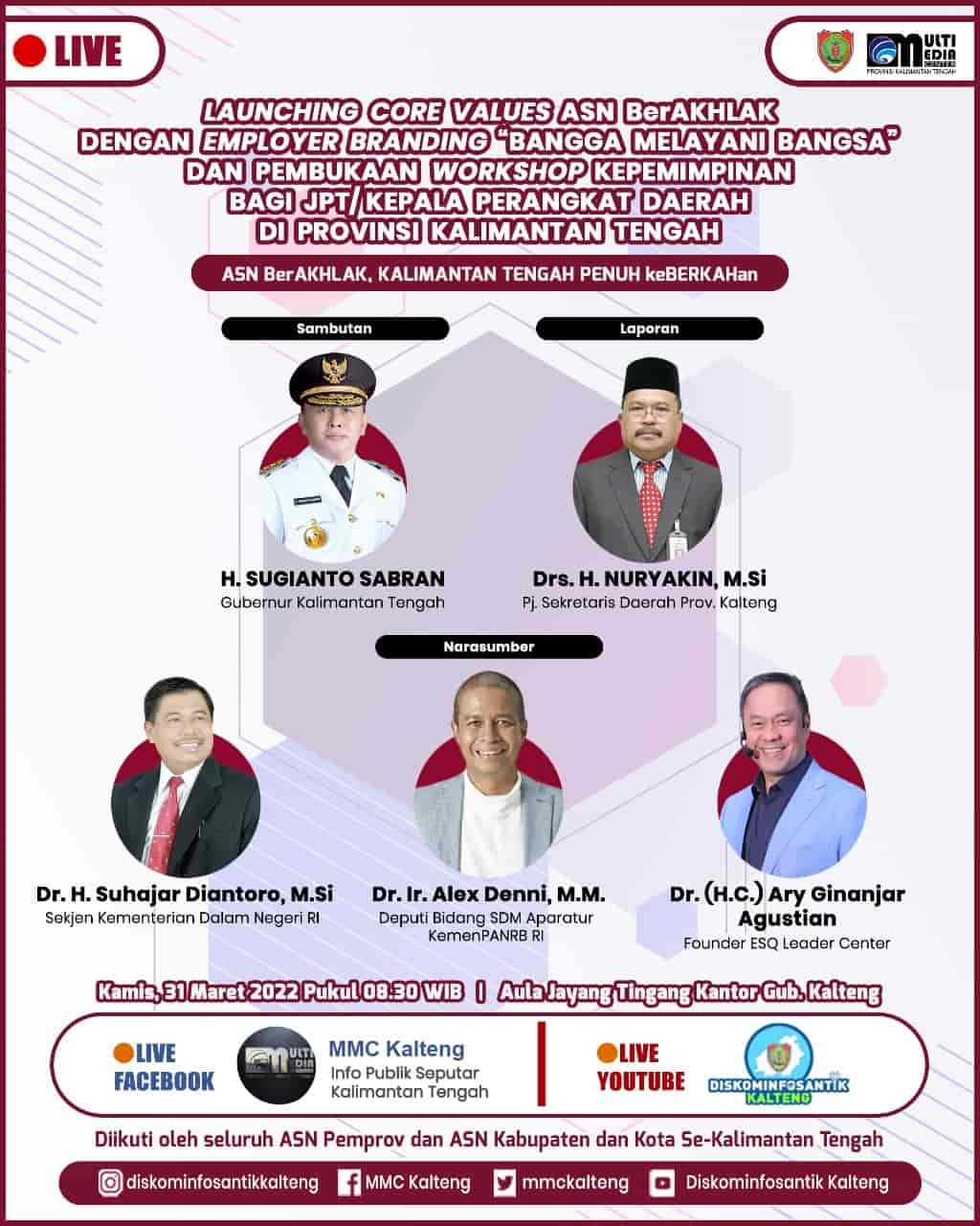Pemprov Kalteng Launching Core Values ASN Berakhlak