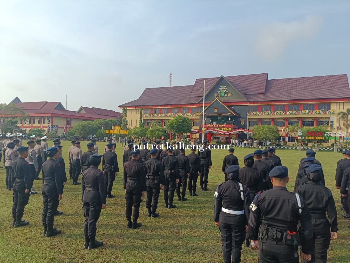 Brimob Polda Kalteng Turut Serta Apel Gelar Pasukan Operasi Lilin Telabang 2023