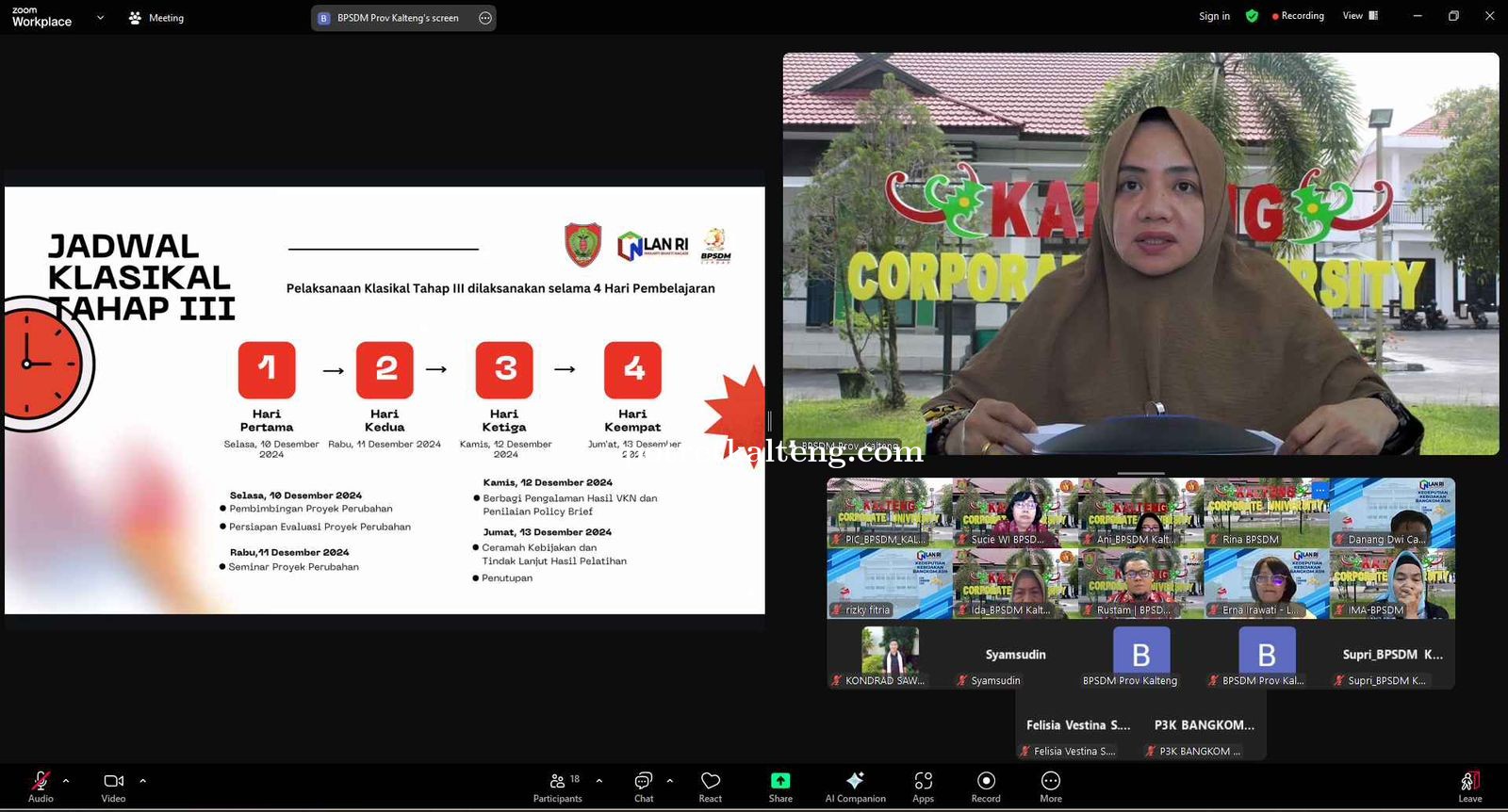 BPSDM Kalteng dan LAN RI Gelar Rapat Persiapan PKN Klasikal Tahap III