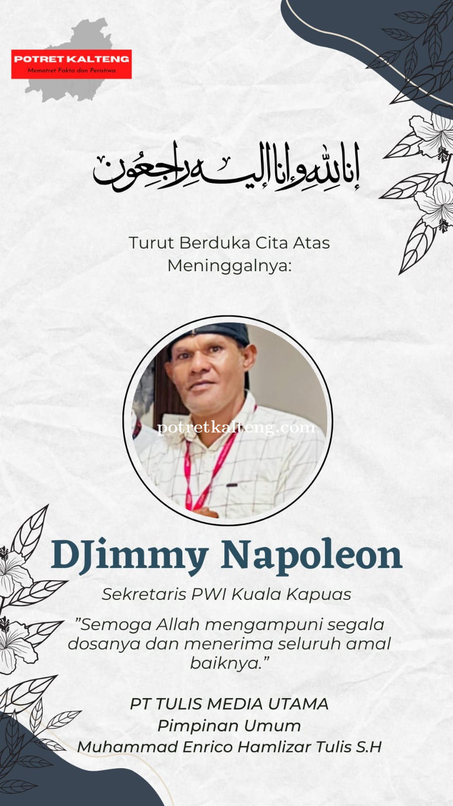 Kabar Duka: Sekretaris PWI Kapuas, Djimmy Napolen, Meninggal Dunia