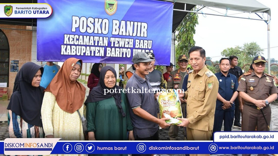 Ringankan Beban Masyarakat Terdampak Banjir, Pemkab Barito Utara Salurkan Bantuan di Kecamatan Teweh
