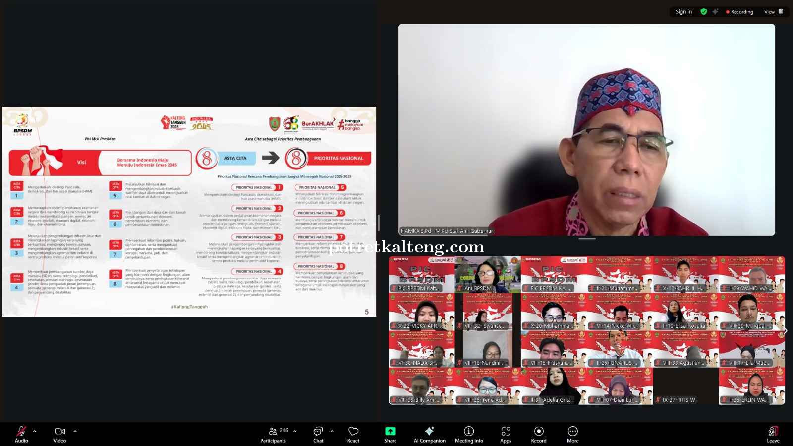 Staf Ahli Gubernur Kalteng Tekankan Nilai Huma Betang dan Visi Daerah kepada Peserta Latsar CPNS