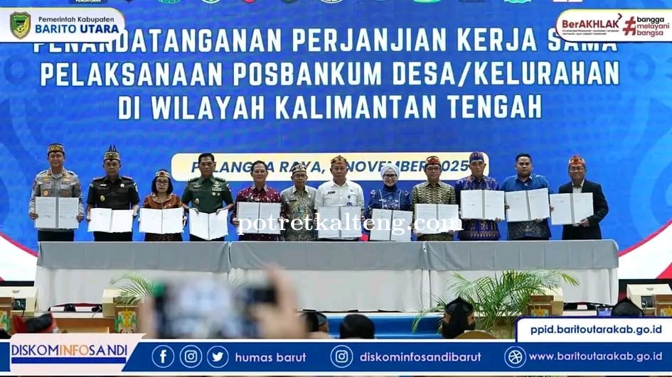 Menteri Hukum RI Resmikan 1.571 Pos Bantuan Hukum Desa/Kelurahan di Kalteng, Bupati Barut Turut Hadi