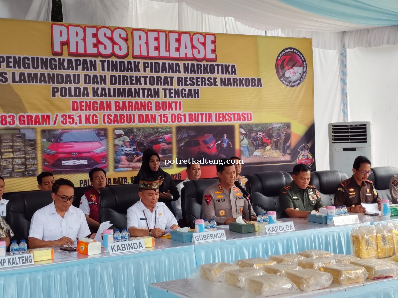 Peredaran Narkoba Skala Besar Terbongkar: 35,1 Kg Sabu dan 15 Ribu Ekstasi Digagalkan Polda Kalteng