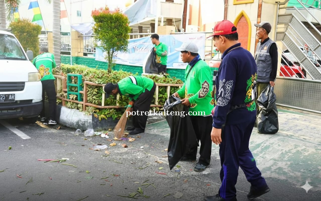 Gotong Royong Bersihkan Masjid Nurul Islam, OPD Kalteng Wujudkan Lingkungan Nyaman
