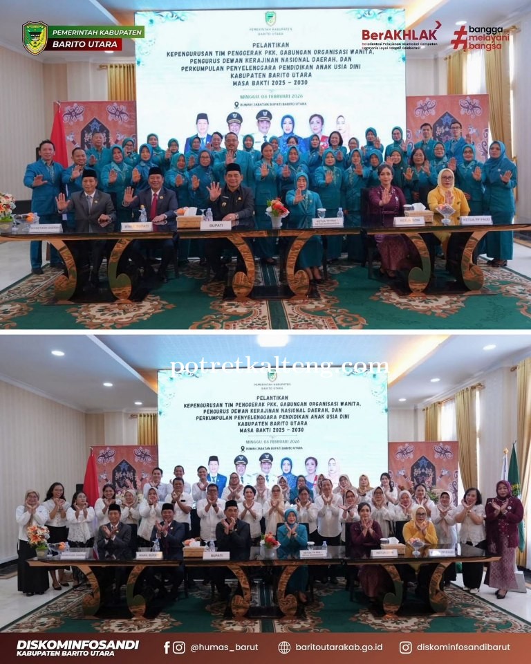Bupati Barito Utara Lantik Pengurus PKK, GOW, Dekranasda dan PP PAUD Masa Bakti 2025–2030