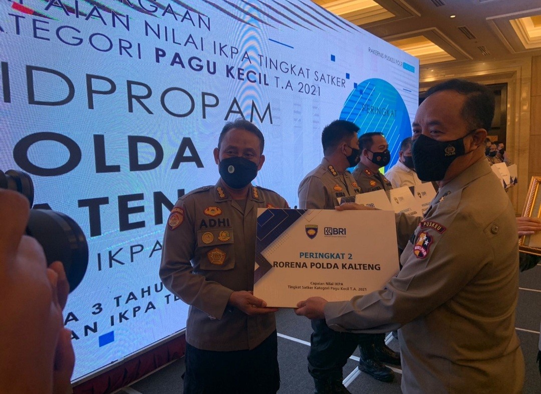 Rorena Polda Kalteng Raih Penghargaan Peringkat 2 IKPA dari Kemenkeu RI