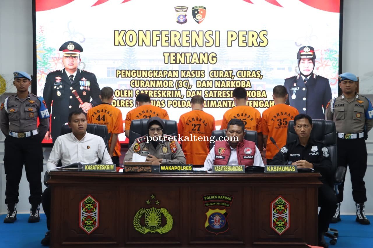 Polres Kapuas Gelar Konferensi Pers Pengungkapan Kasus 3C dan Narkoba Periode Januari–Juni 2026