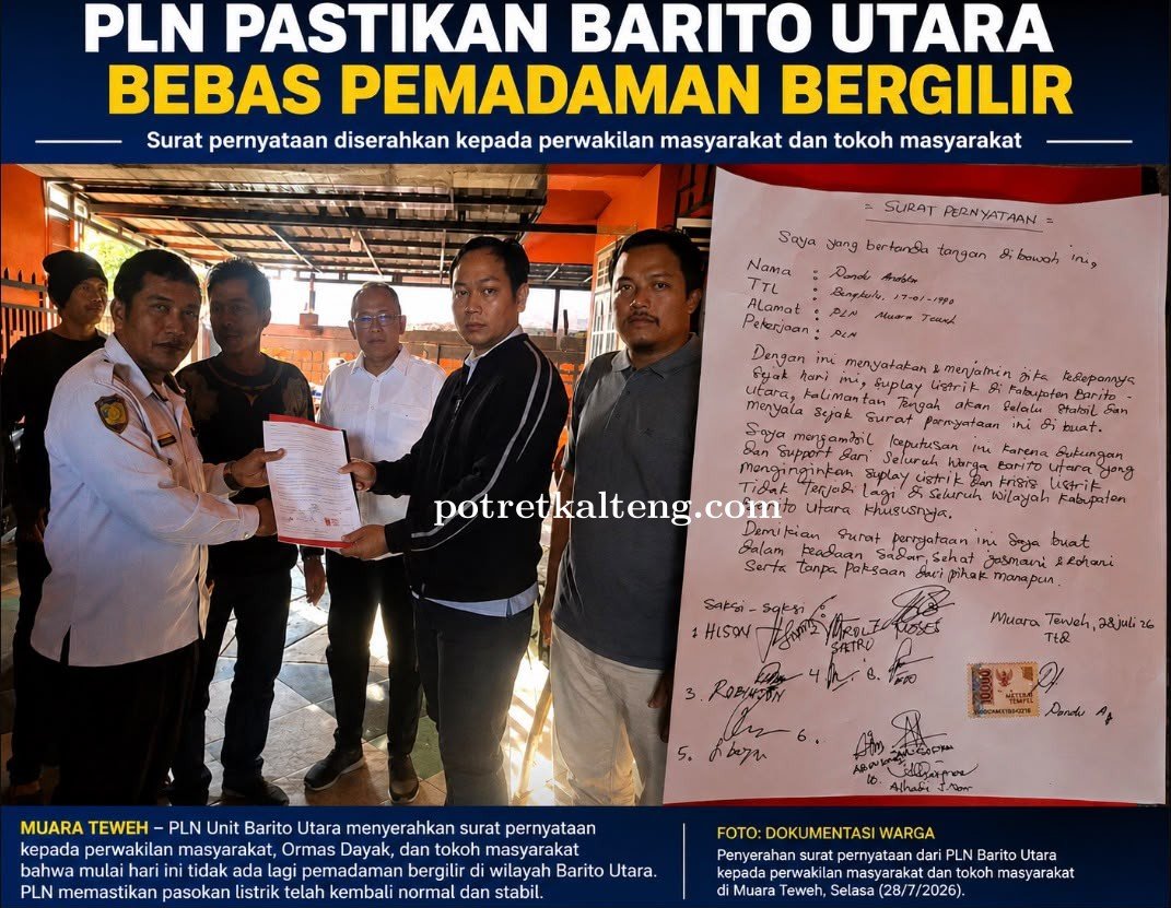 PLN Barito Utara Serahkan Surat Pernyataan, Pastikan Pemadaman Bergilir Berakhir
