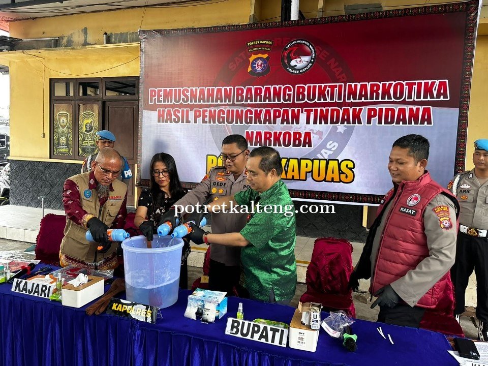 Satresnarkoba Polres Kapuas Gelar Pemusnahan Barang Bukti Narkotika Seberat 156,07 Gram