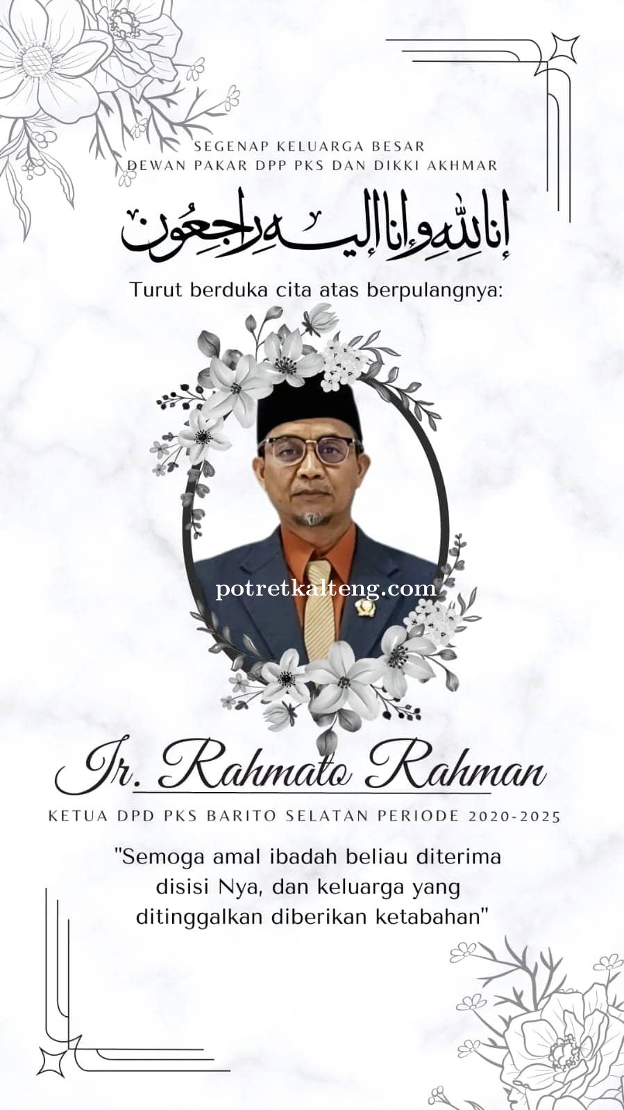 Berita Duka: Ketua DPD PKS Barito Selatan Meninggal Dunia
